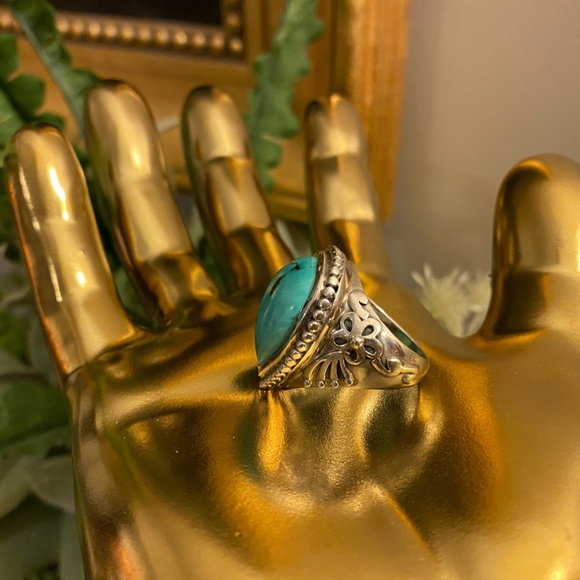 PEAR SHAPED STERLING SILVER TURQUOISE - Picture 3 of 8